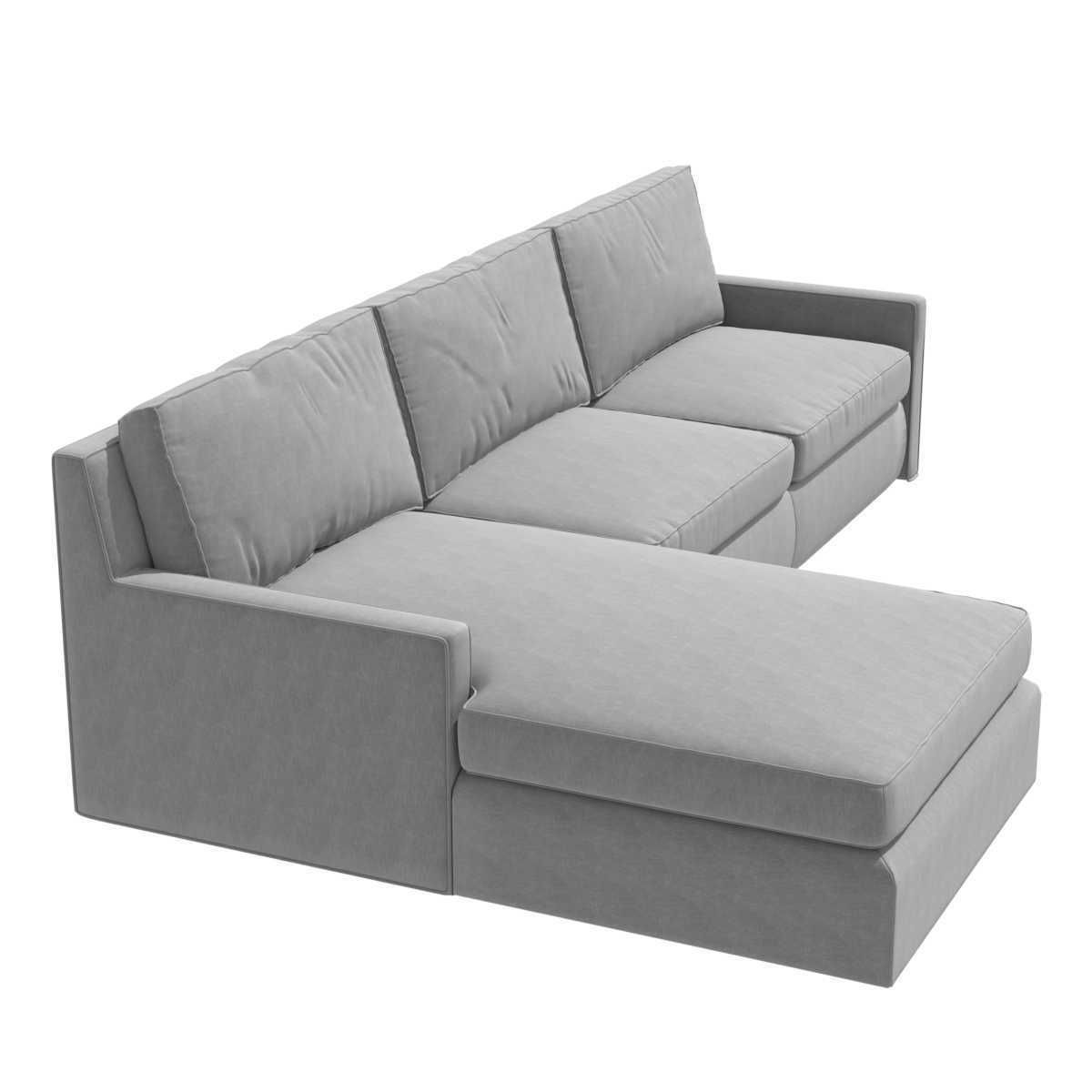 Custom grey textile corner sofa 3D model_2
