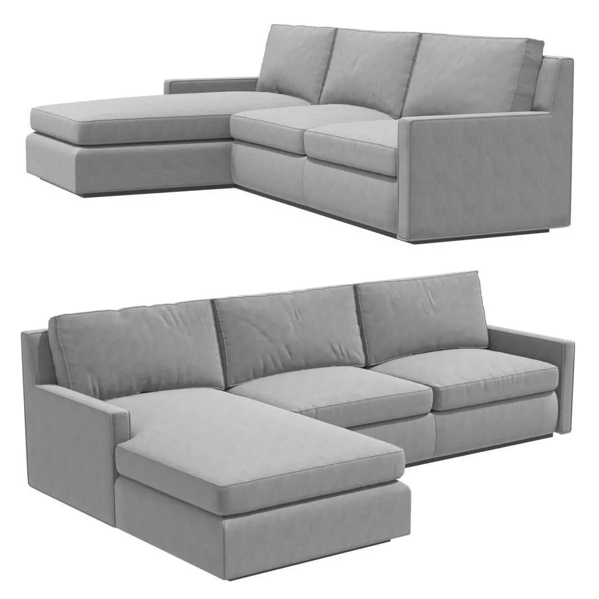 Custom grey textile corner sofa 3D model_0