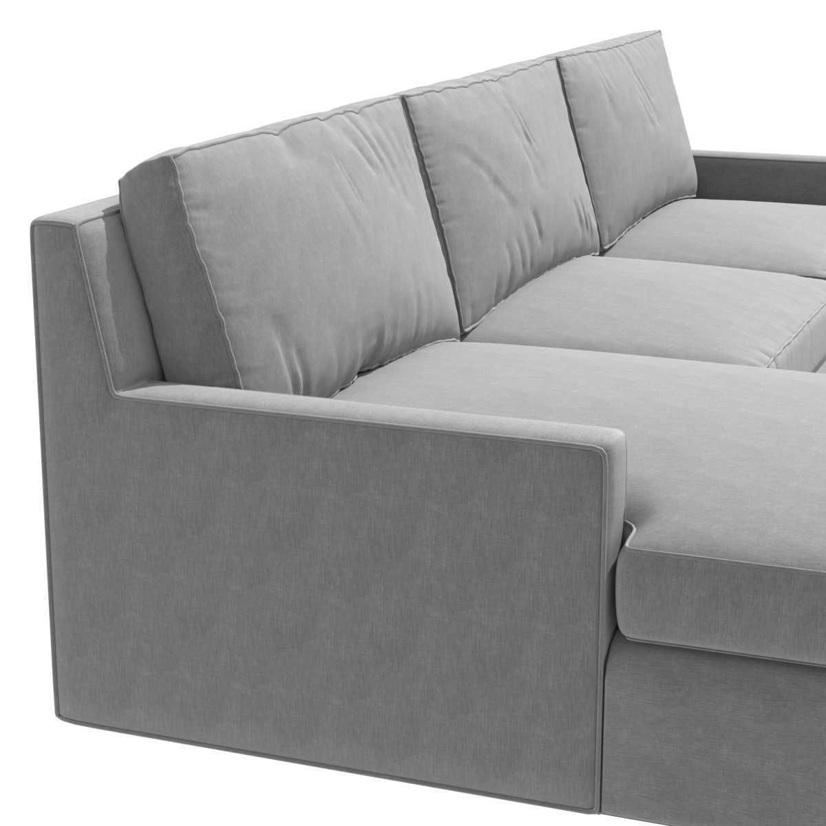 Custom grey textile corner sofa 3D model_5