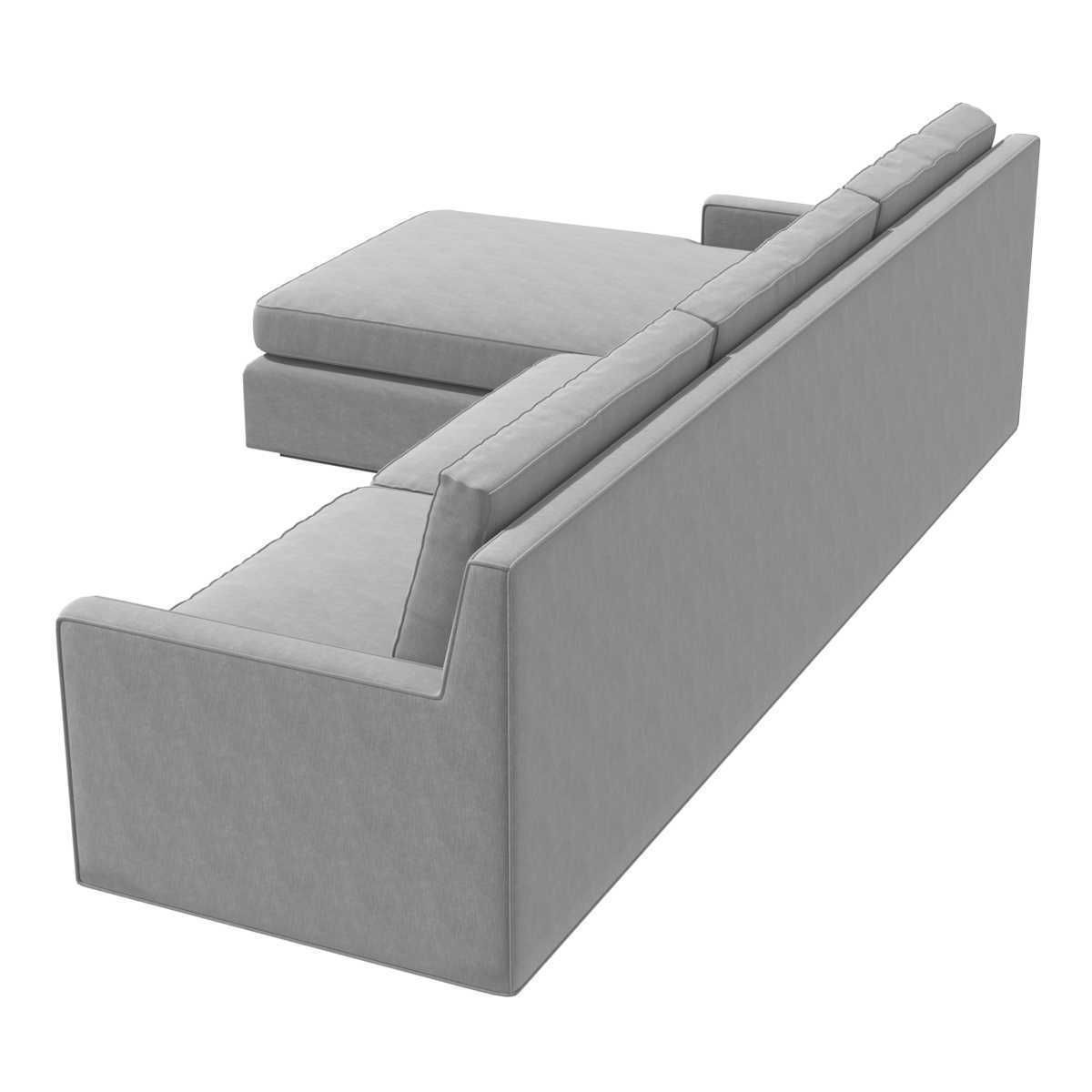 Custom grey textile corner sofa 3D model_3