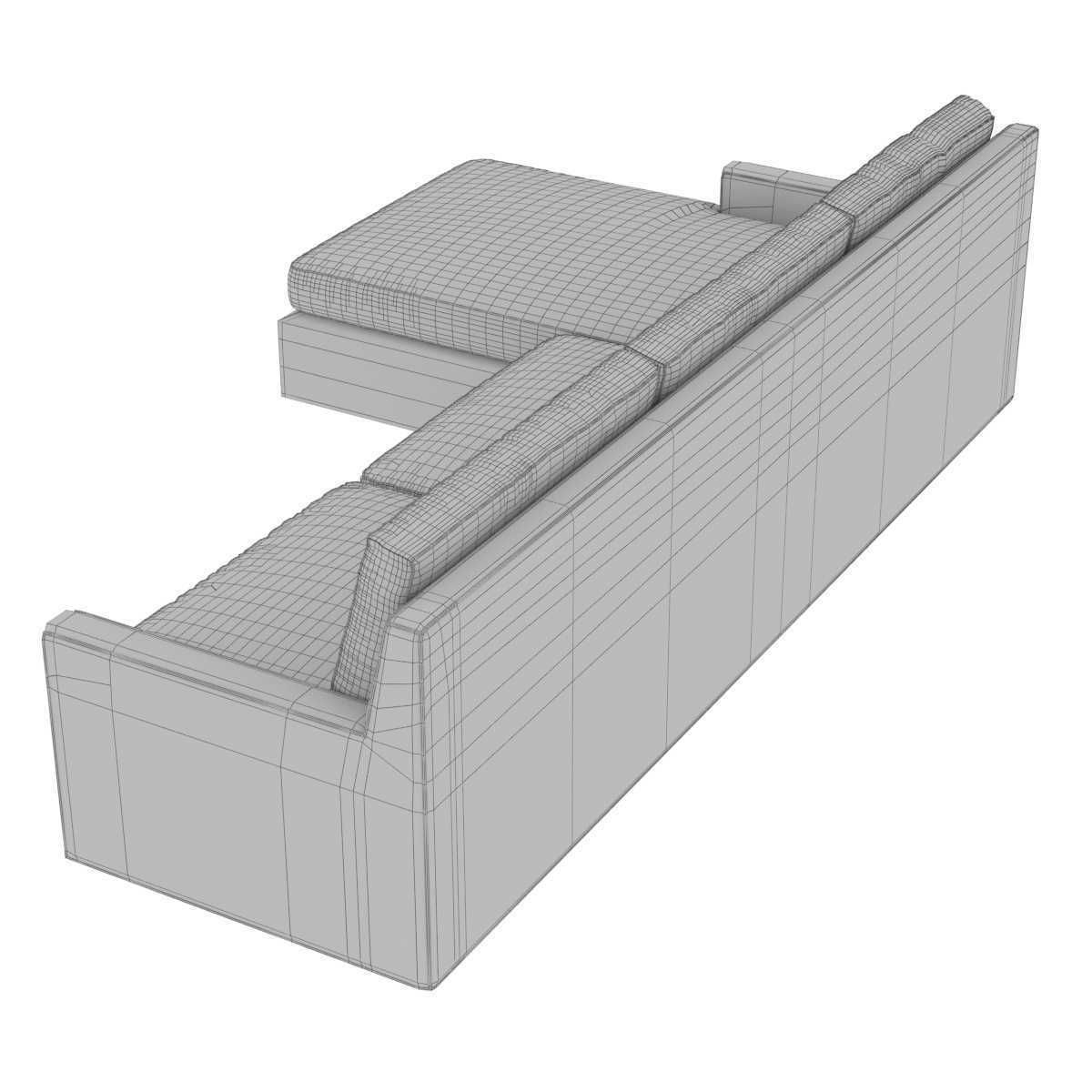 Custom grey textile corner sofa 3D model_8