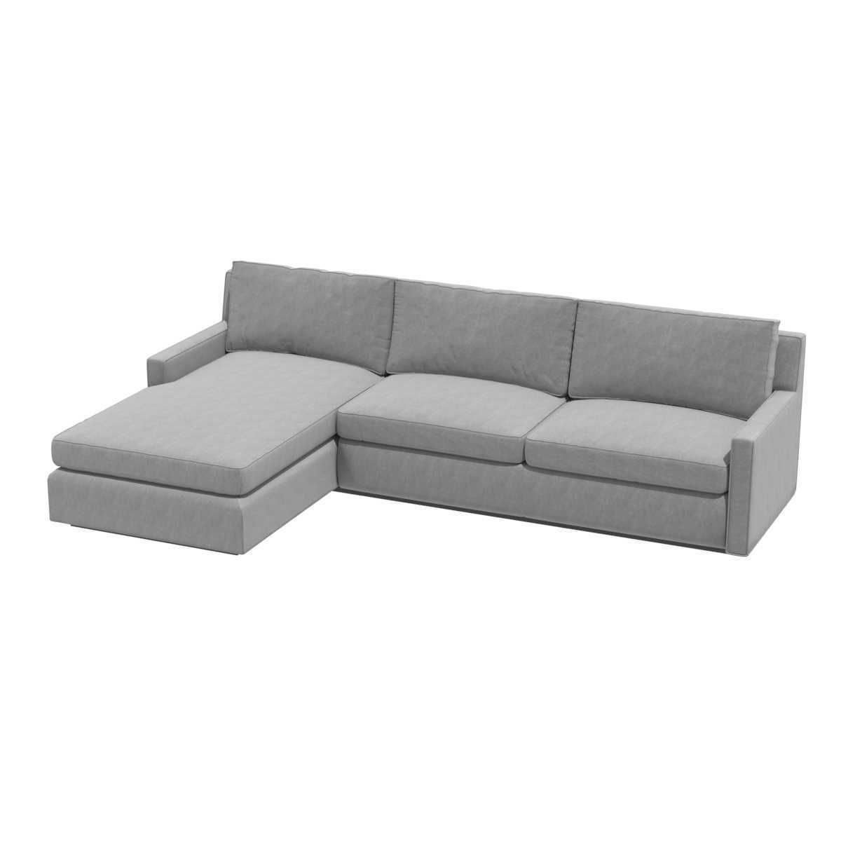 Custom grey textile corner sofa 3D model_4