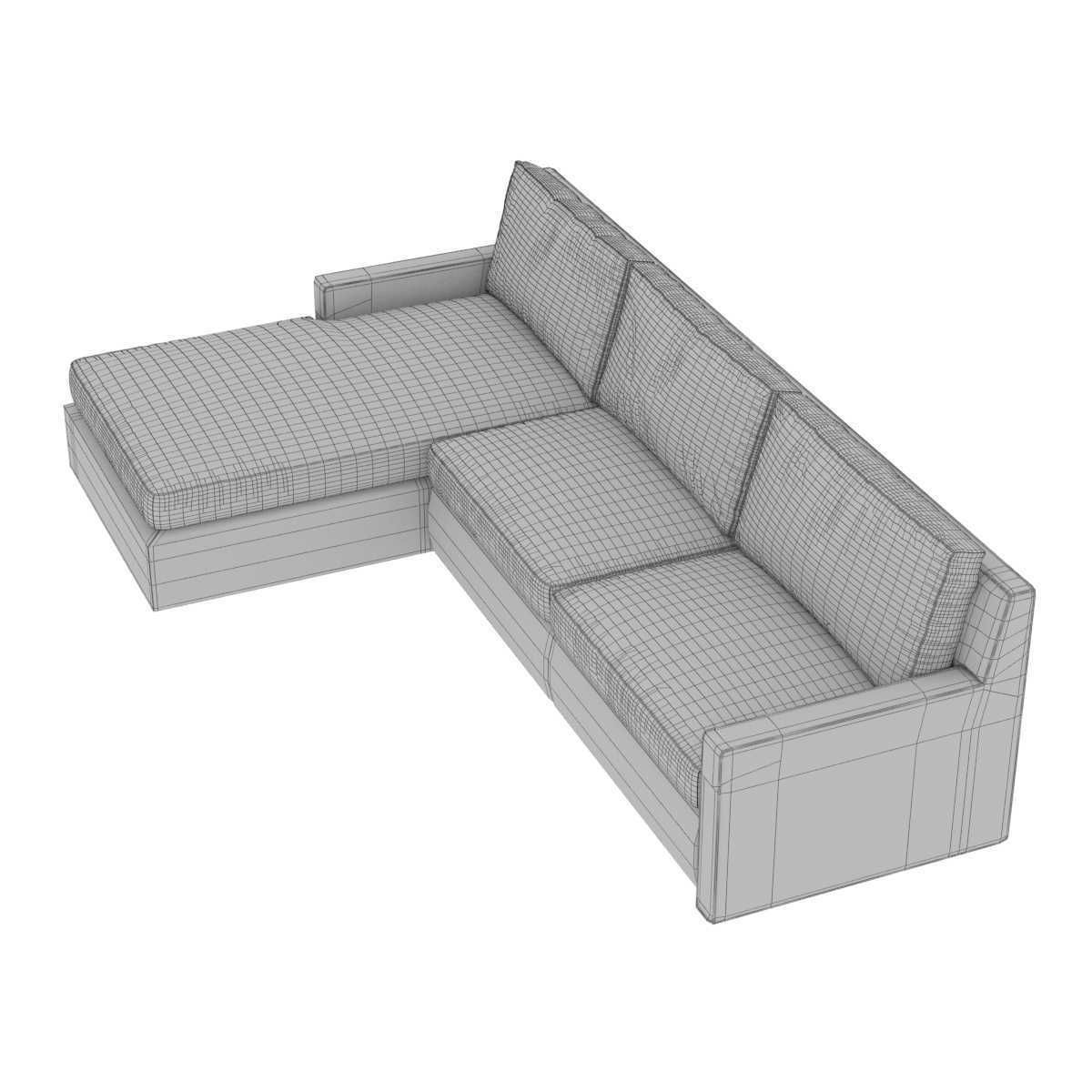 Custom grey textile corner sofa 3D model_7