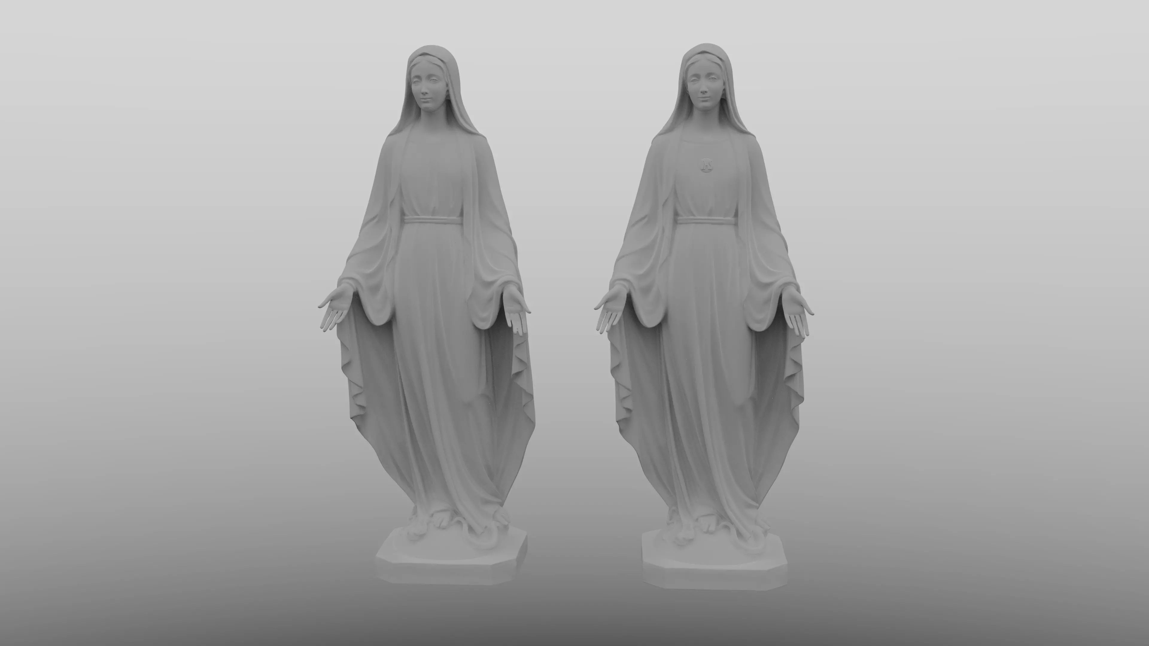 3D printable figurine of Virgin Mary standing on a globe 3D print model_0