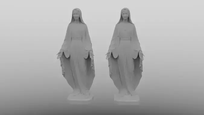 3D printable figurine of Virgin Mary standing on a globe