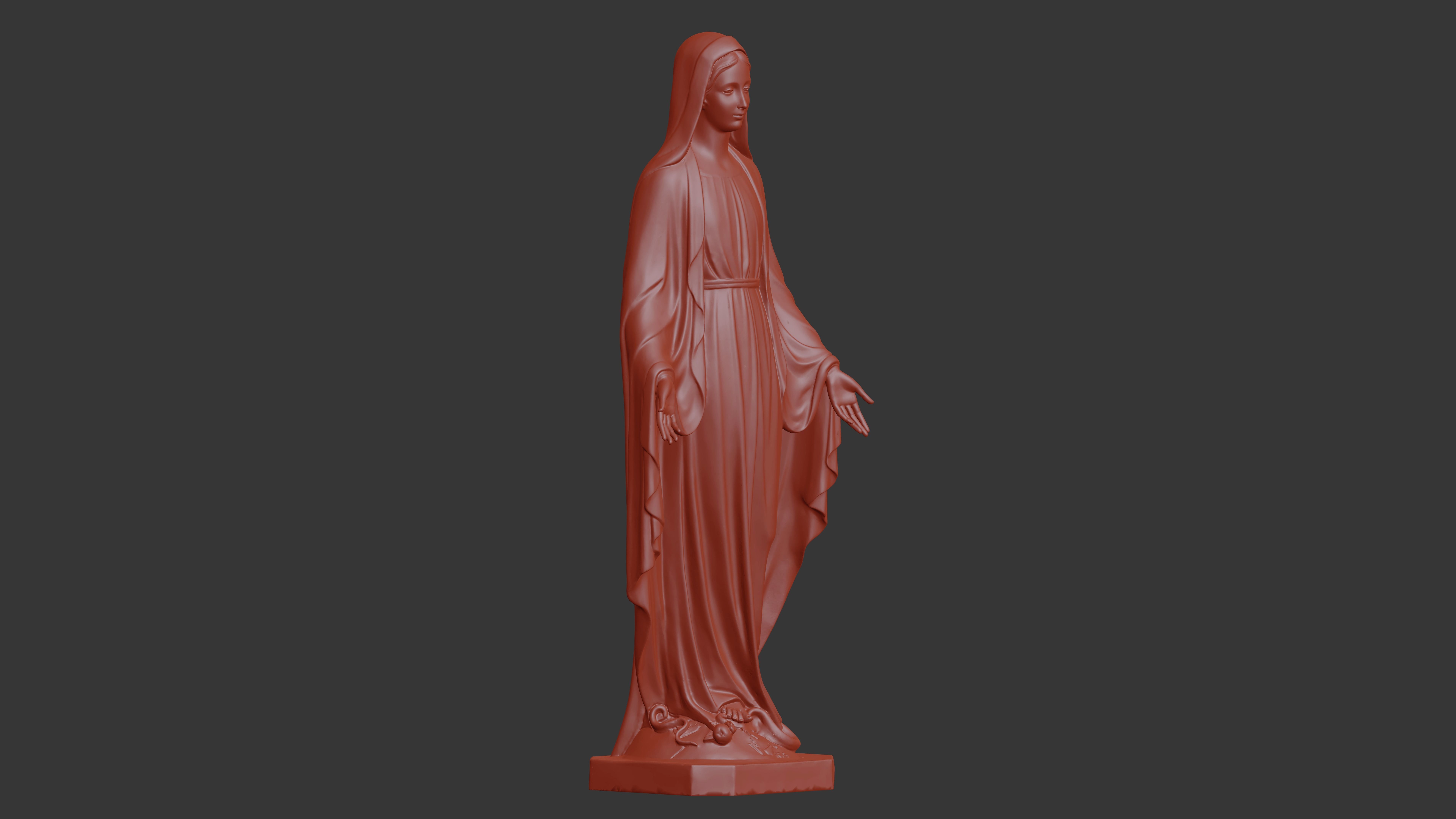 3D printable figurine of Virgin Mary standing on a globe 3D print model_6