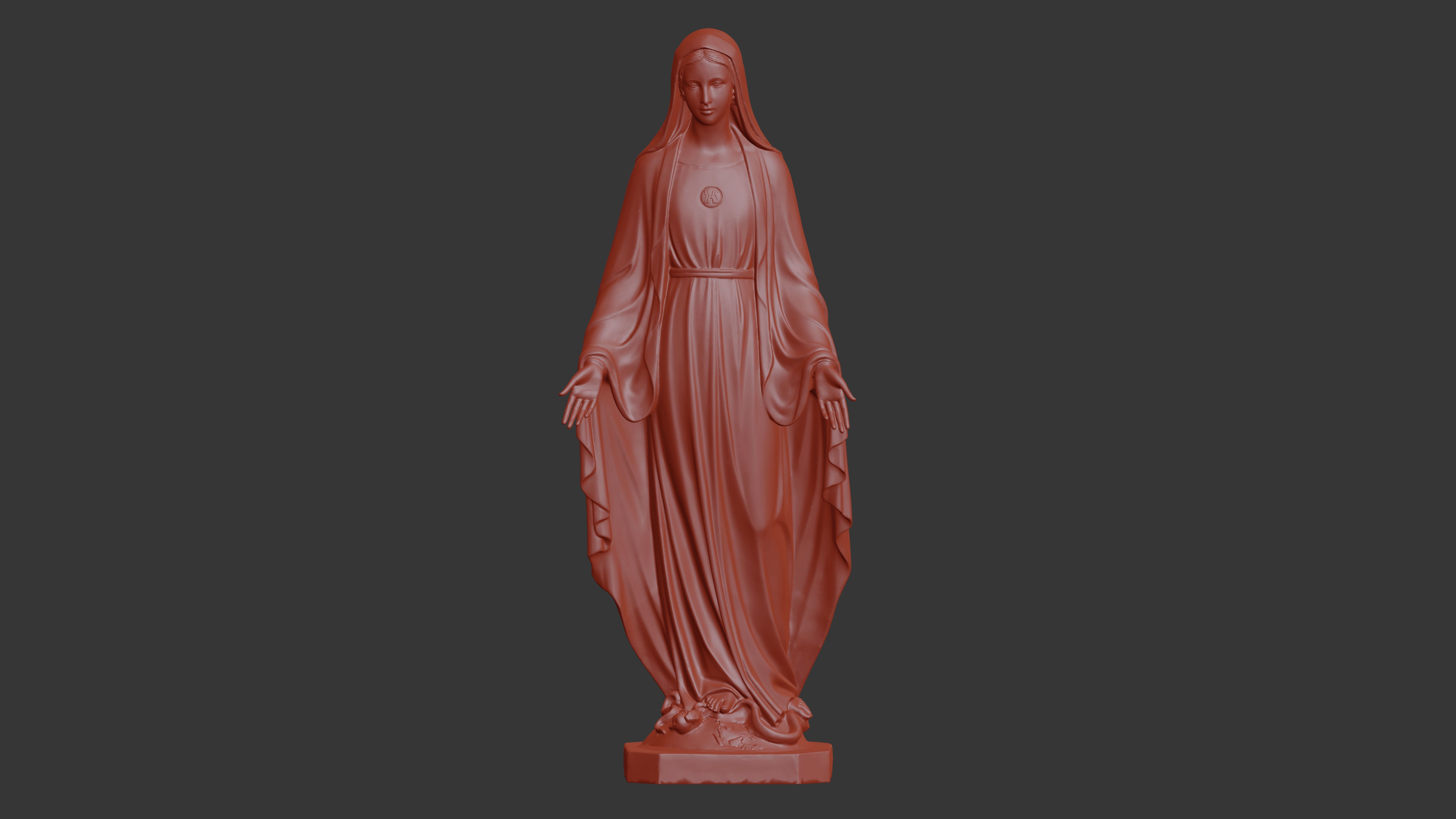 3D printable figurine of Virgin Mary standing on a globe 3D print model_1