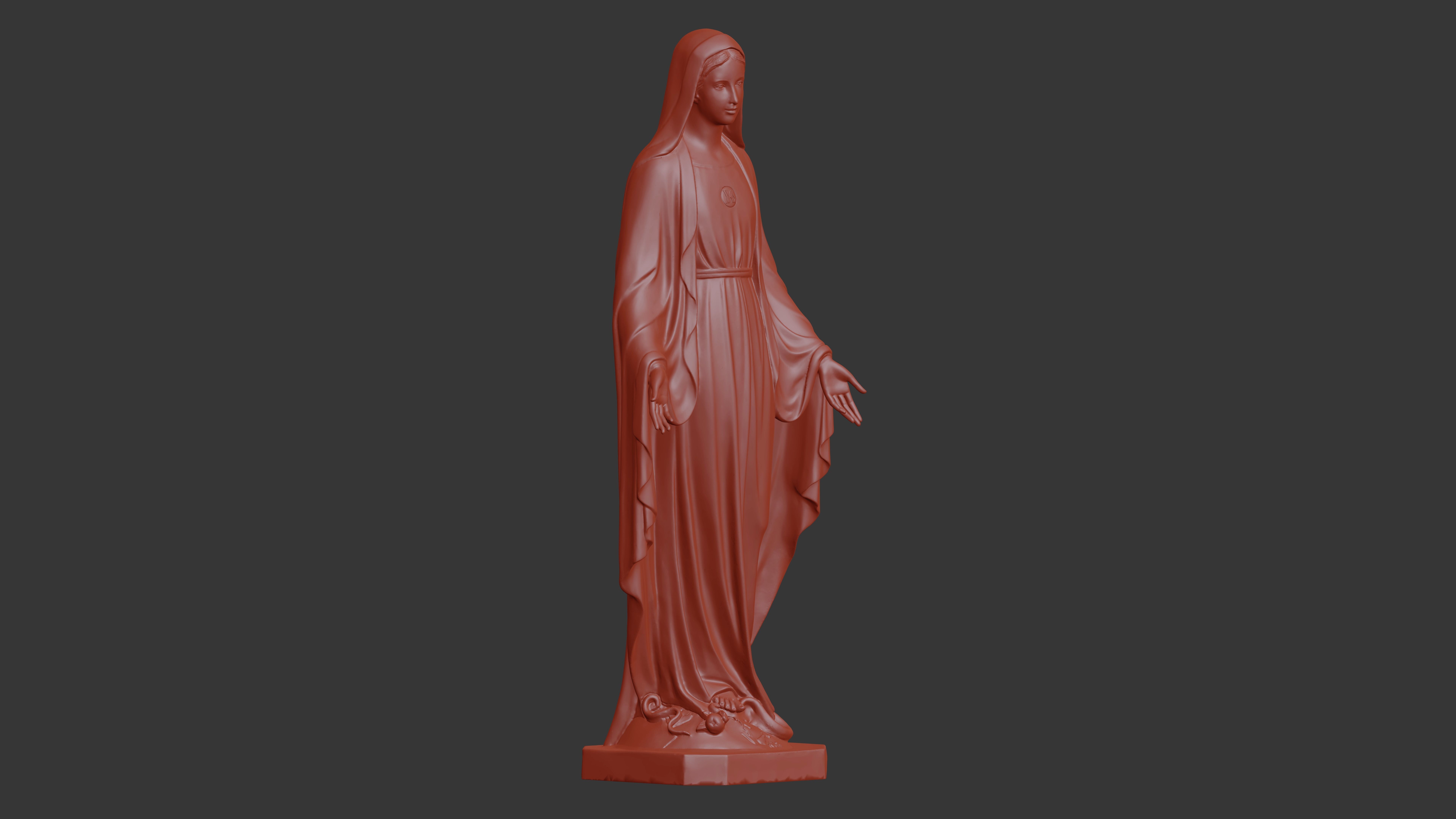 3D printable figurine of Virgin Mary standing on a globe 3D print model_3