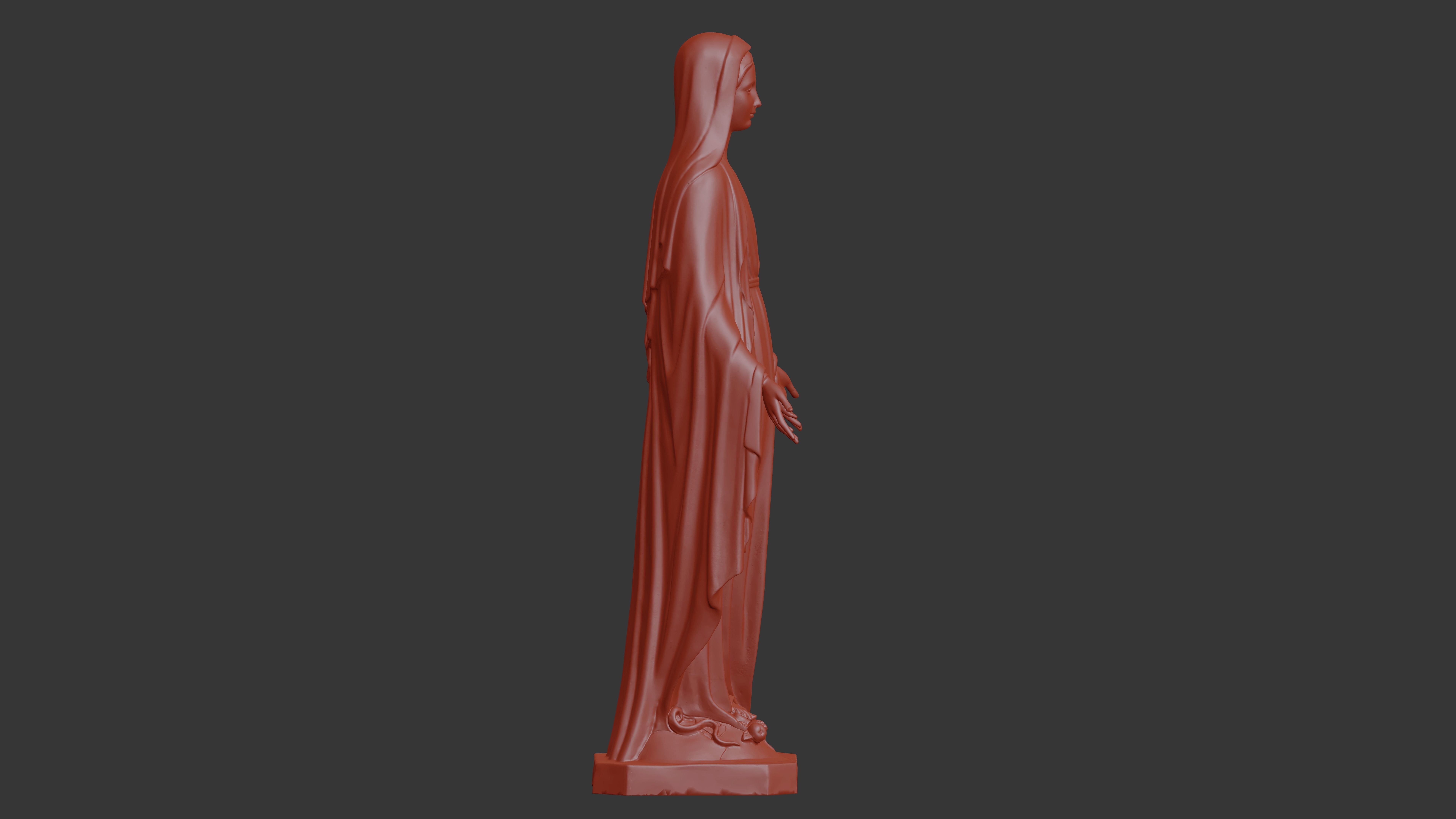 3D printable figurine of Virgin Mary standing on a globe 3D print model_5