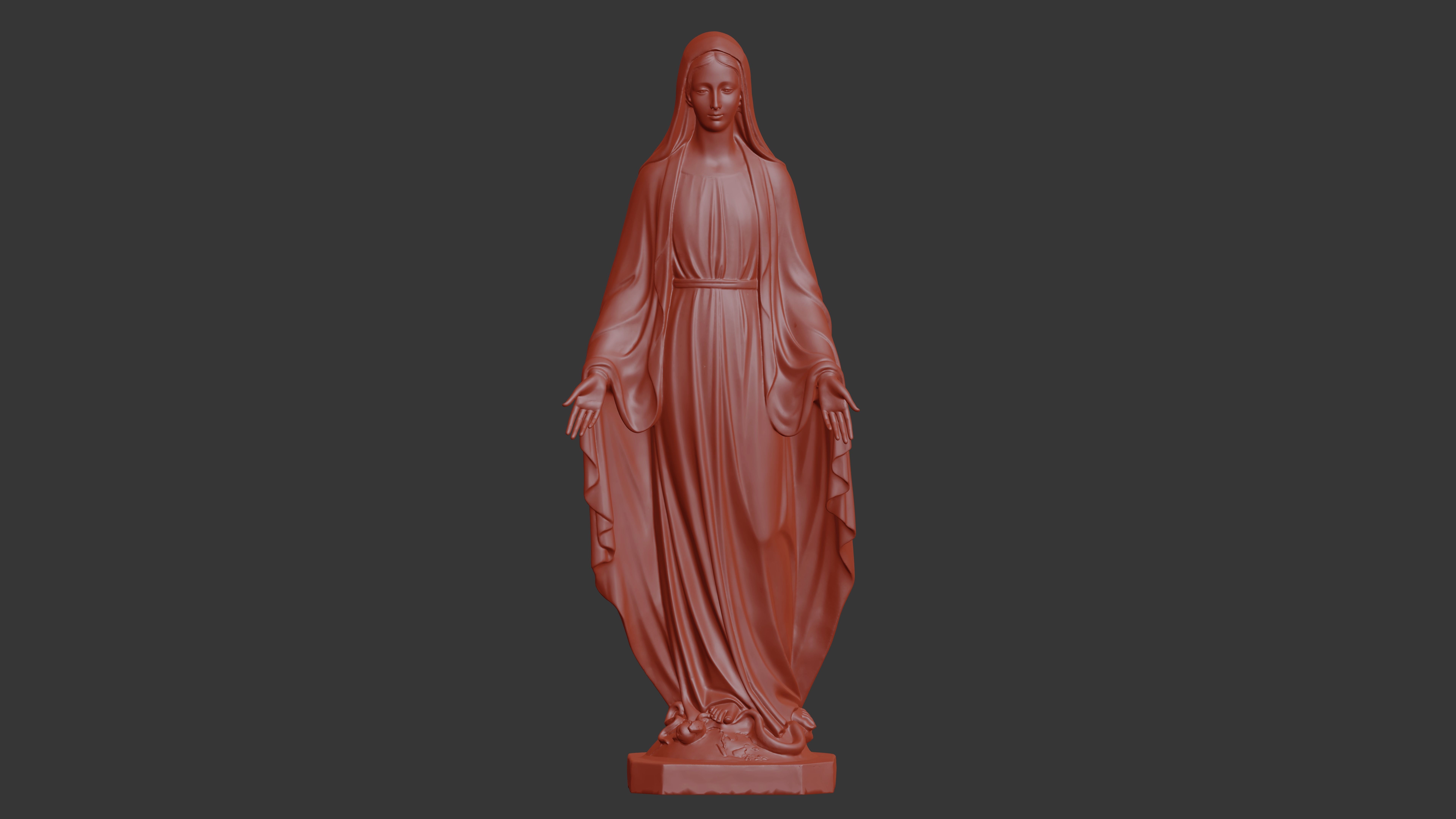 3D printable figurine of Virgin Mary standing on a globe 3D print model_4