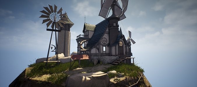 Windmill Fantasy House Low-poly 3D model