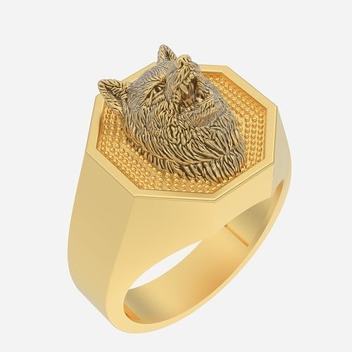 angry wolf ring Silver Gold  Print 3D print model
