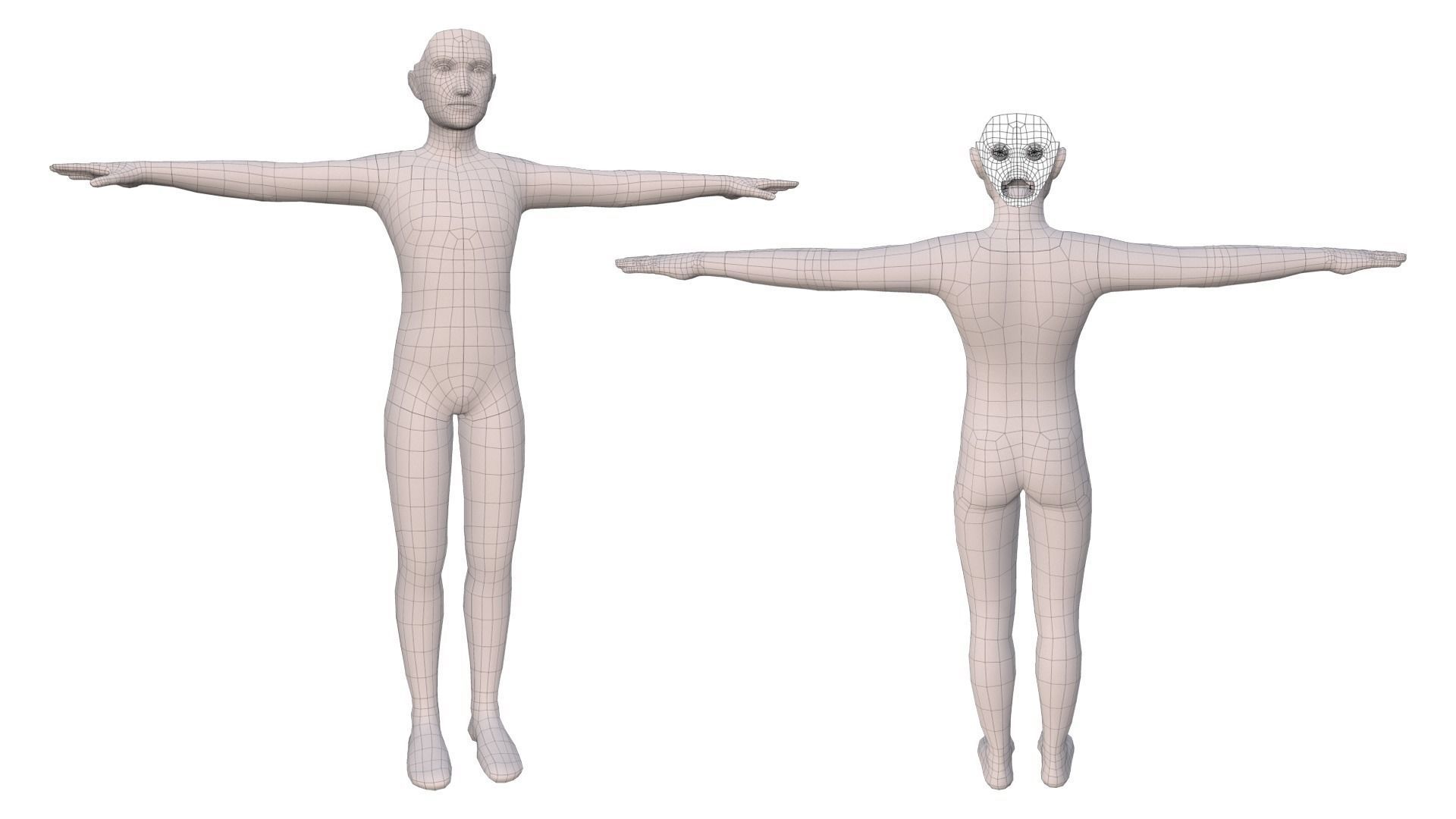Human Basemeshes - Rigged Body and Face Low-poly 3D model_9