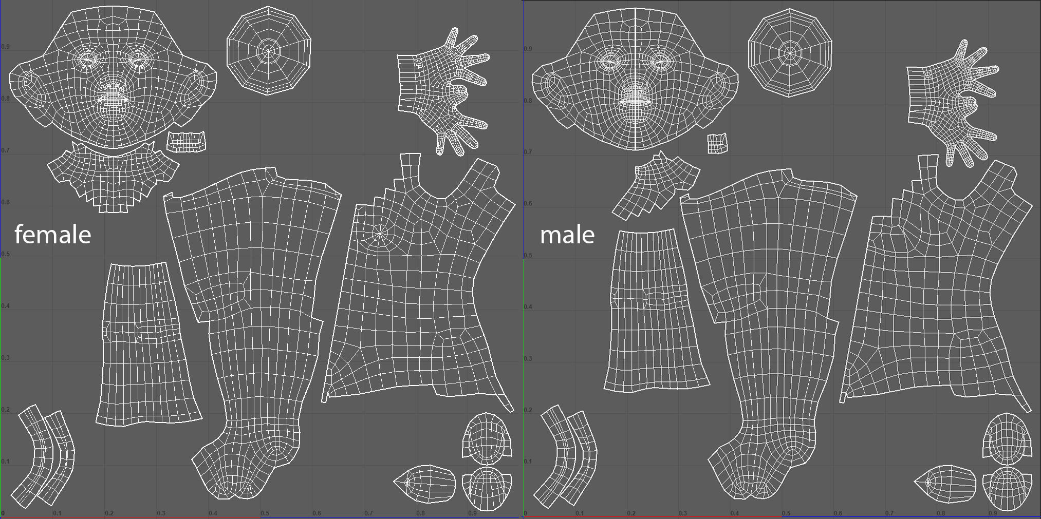 Human Basemeshes - Rigged Body and Face Low-poly 3D model_14