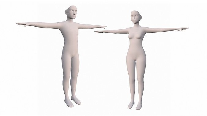 Human Basemeshes - Rigged Body and Face Low-poly 3D model