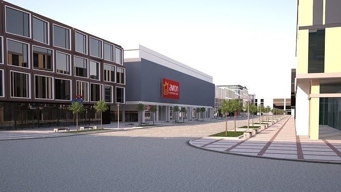 Shopping street - boulevard 3D model 3