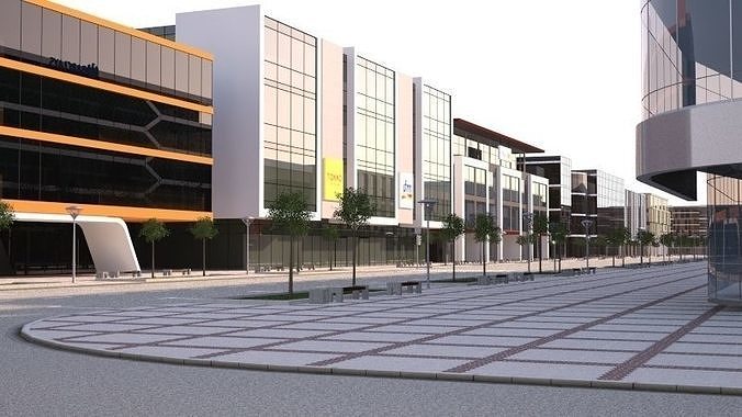 Shopping street - boulevard 3D model 2