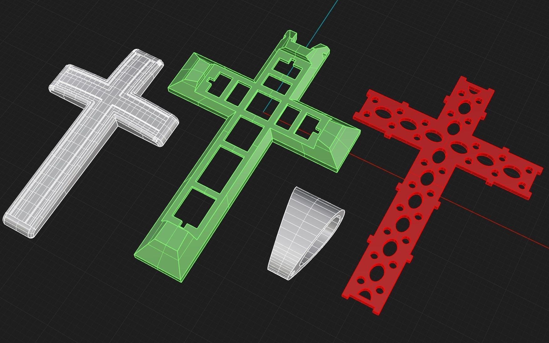 Cross 3 pendant in gold and silver 3D print model_9