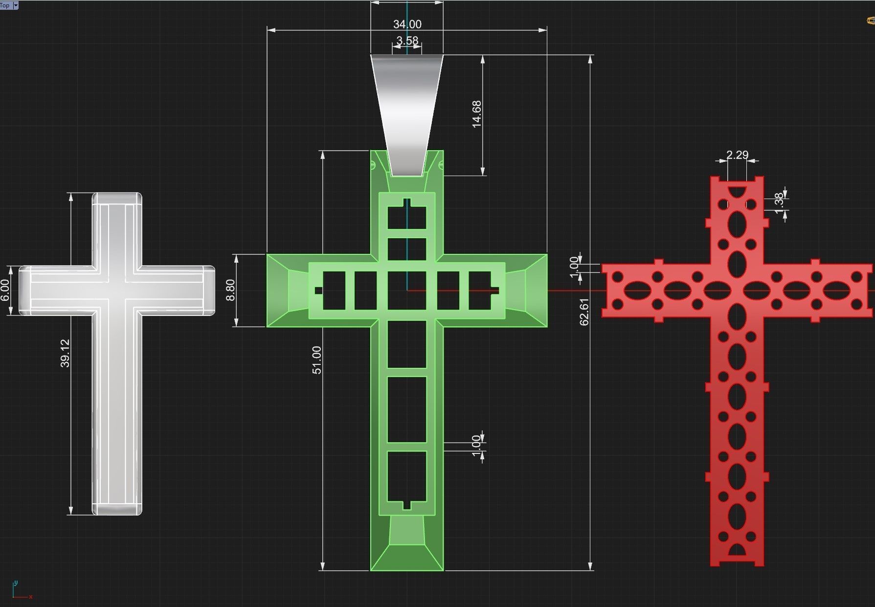 Cross 3 pendant in gold and silver 3D print model_7