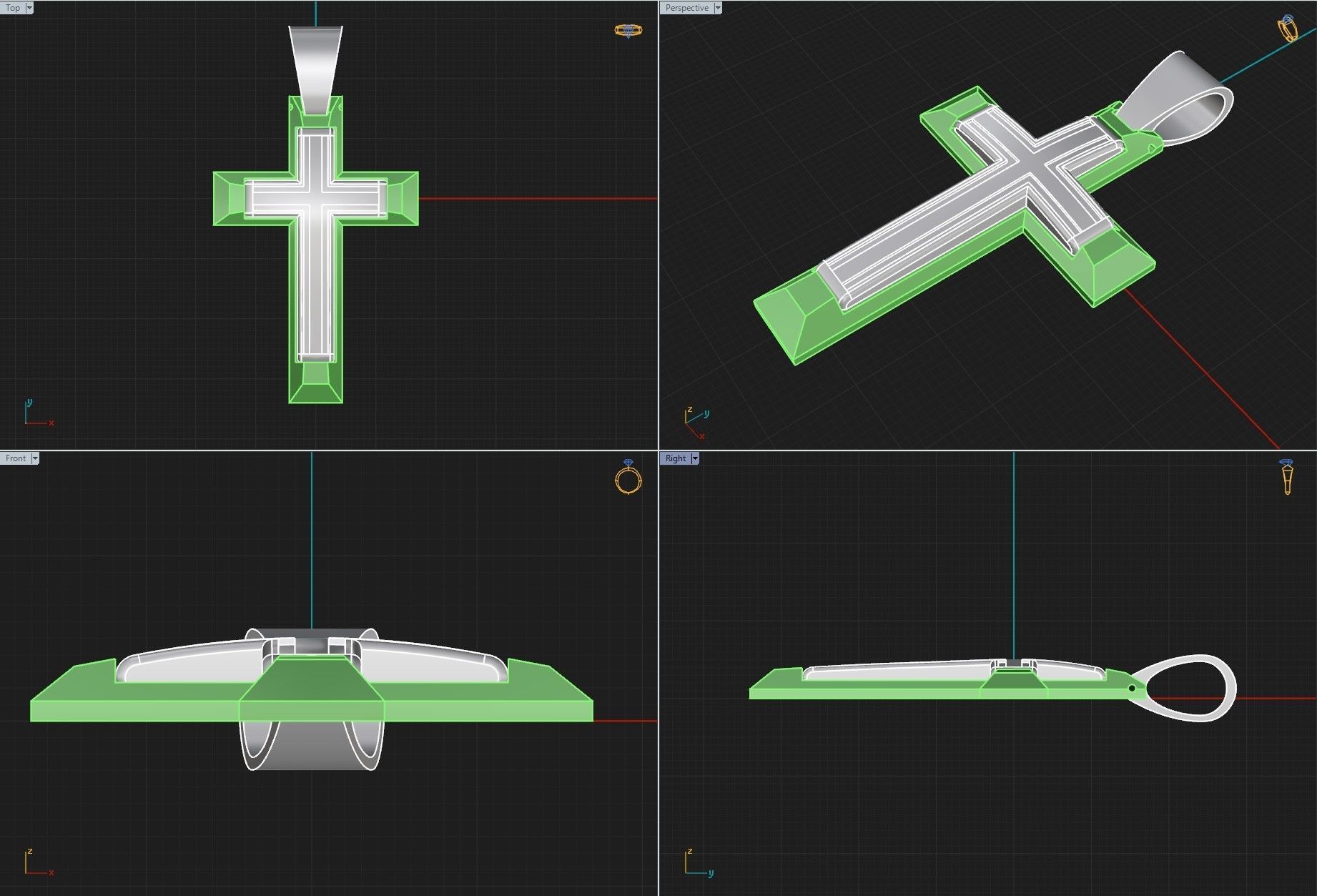 Cross 3 pendant in gold and silver 3D print model_11