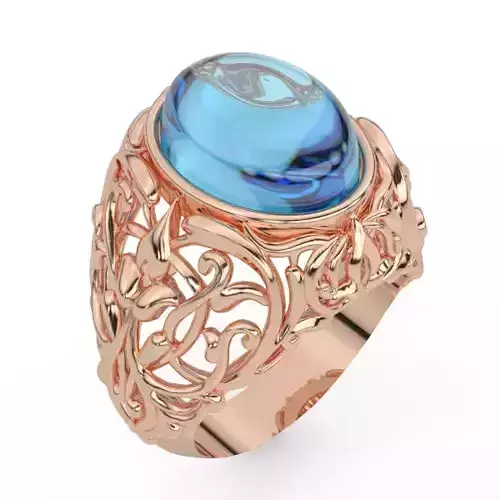 man ring oval Sculpture jewelry gold