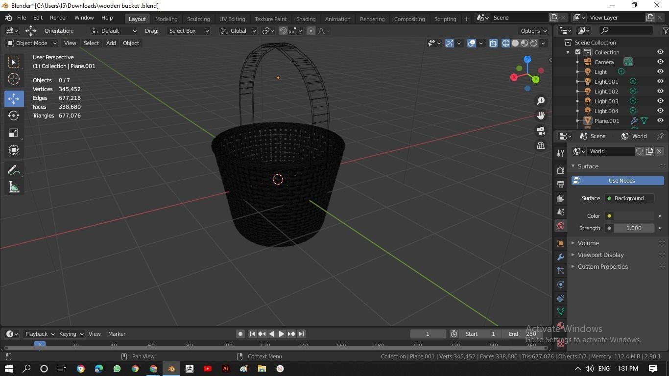 wooden bucket model  3D print model_4