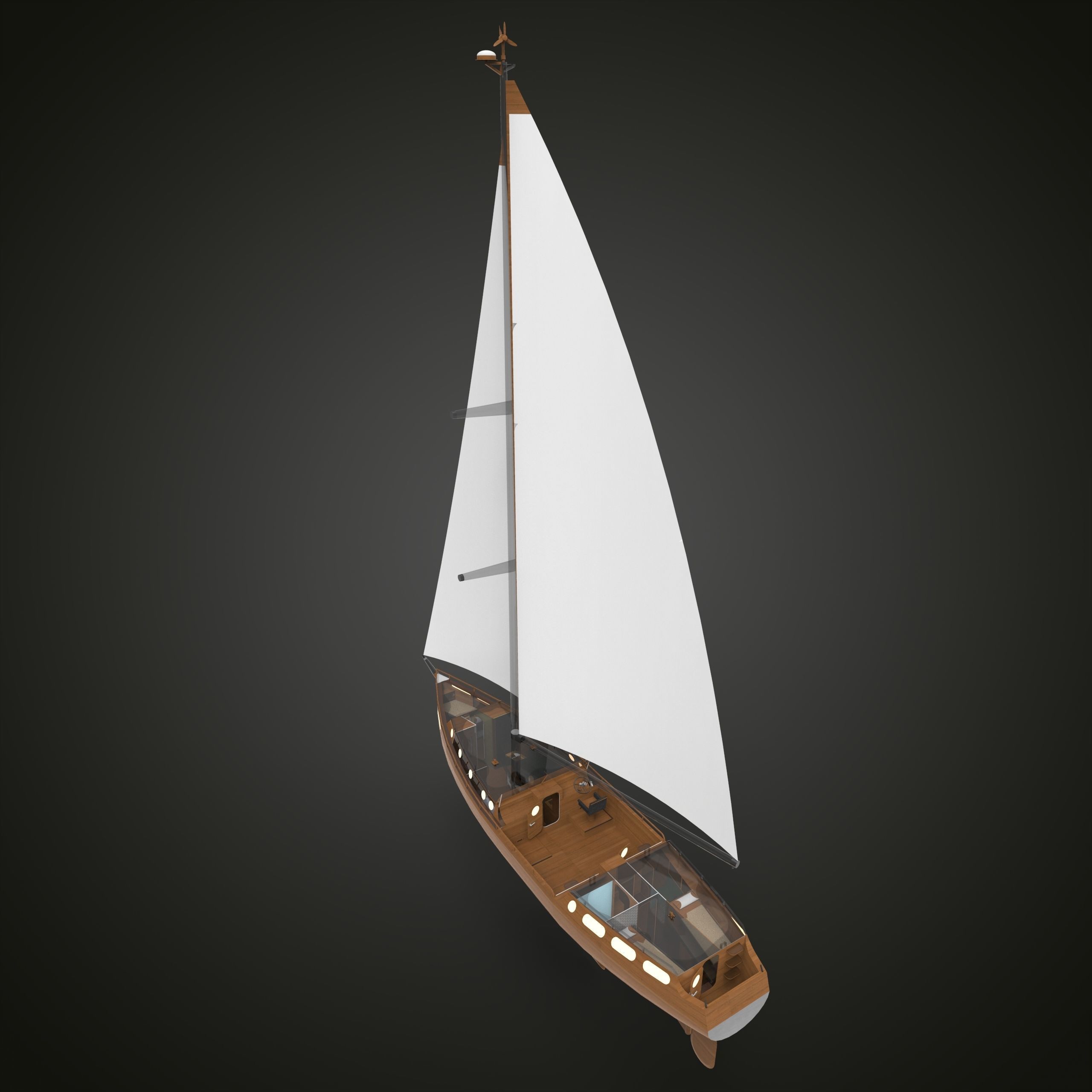 Sail Yacht 3D model_9