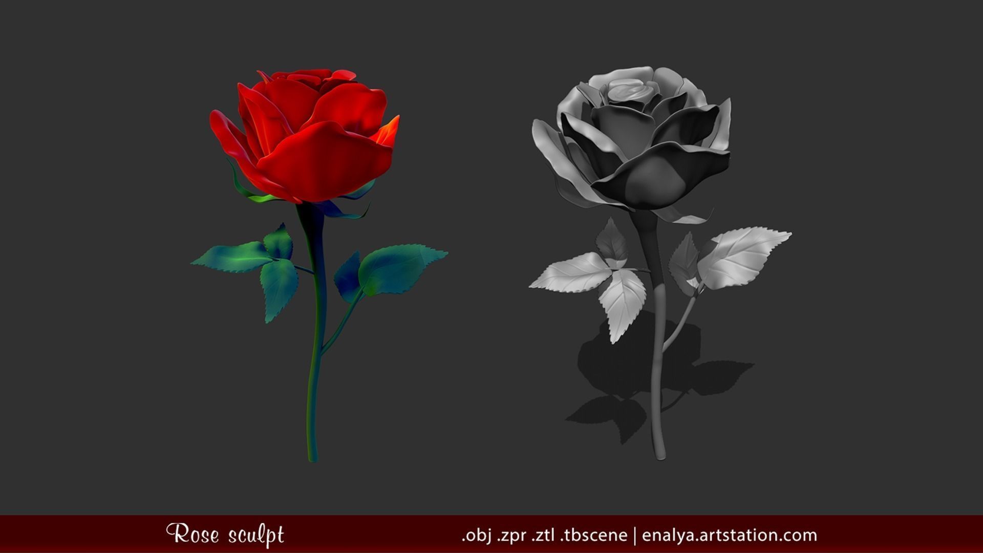 Rose - High Poly 3D model_2