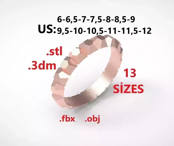 Model 233 Facet Hexagonal Ring 2 US Size 13 Rings