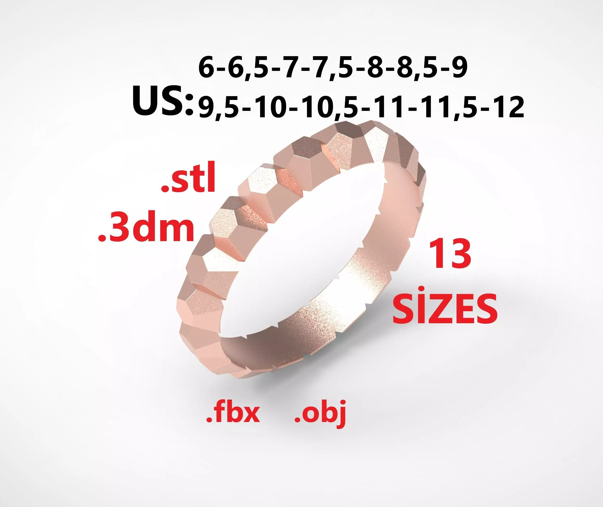 Model 233 Facet Hexagonal Ring 2 US Size 13 Rings 3D print model