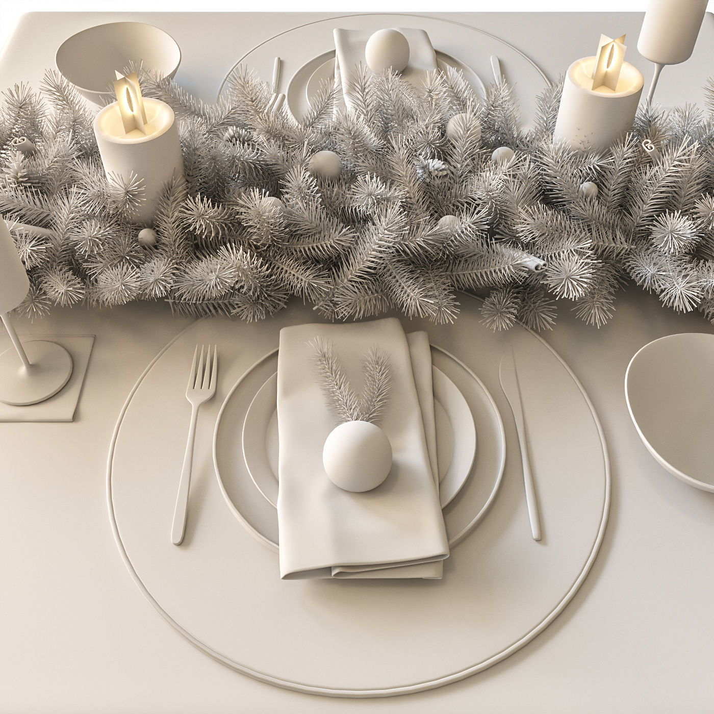 New Years table setting 3D model_3
