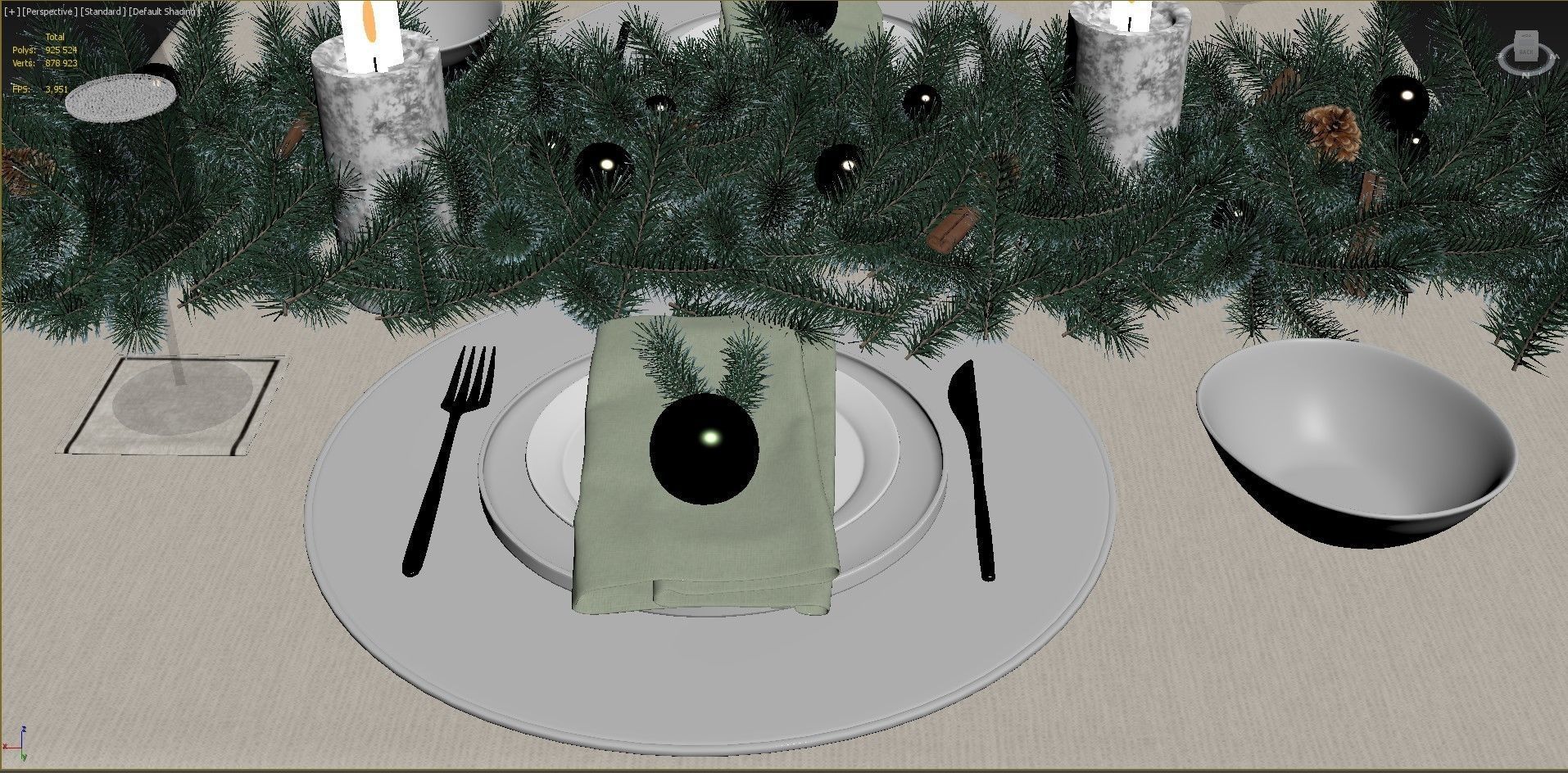 New Years table setting 3D model_8