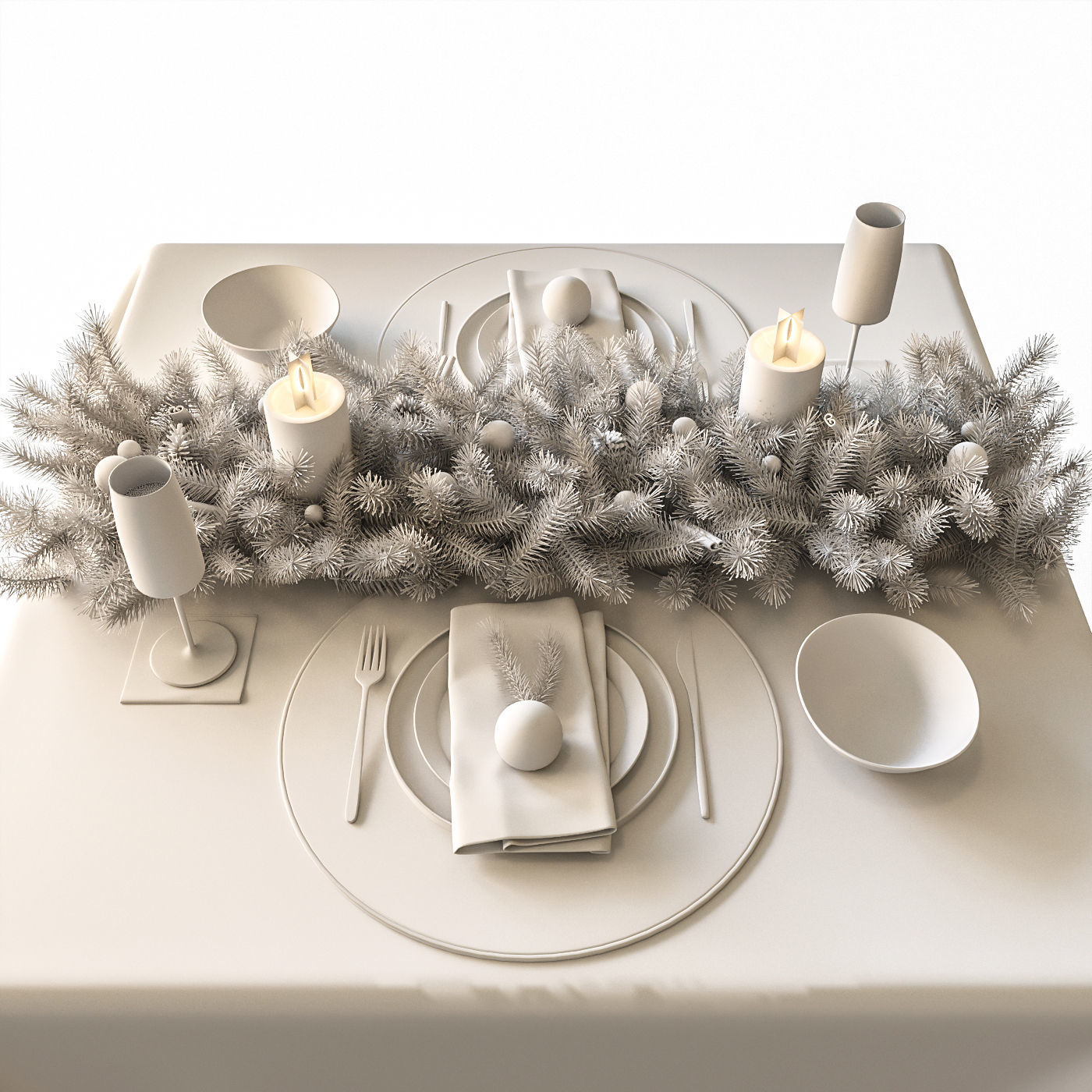 New Years table setting 3D model_4