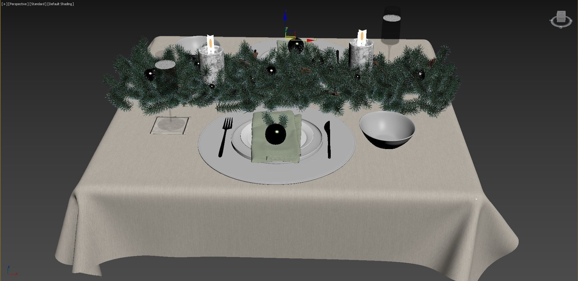 New Years table setting 3D model_6
