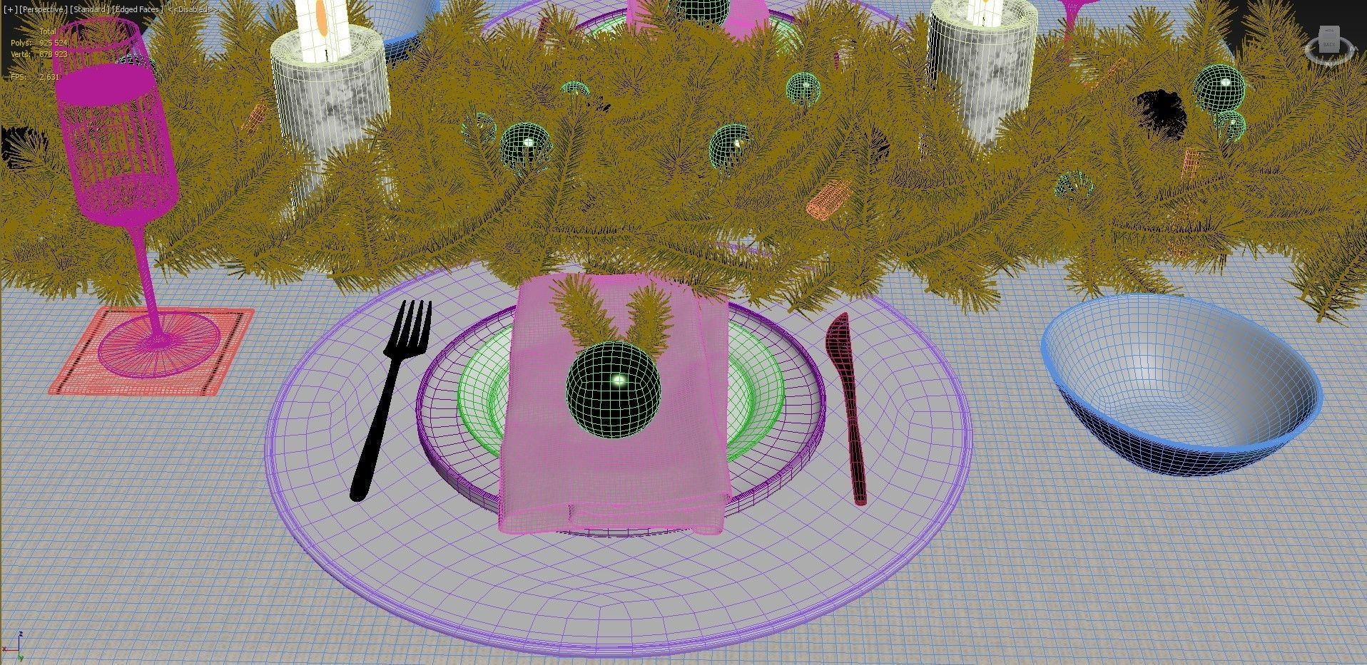 New Years table setting 3D model_11