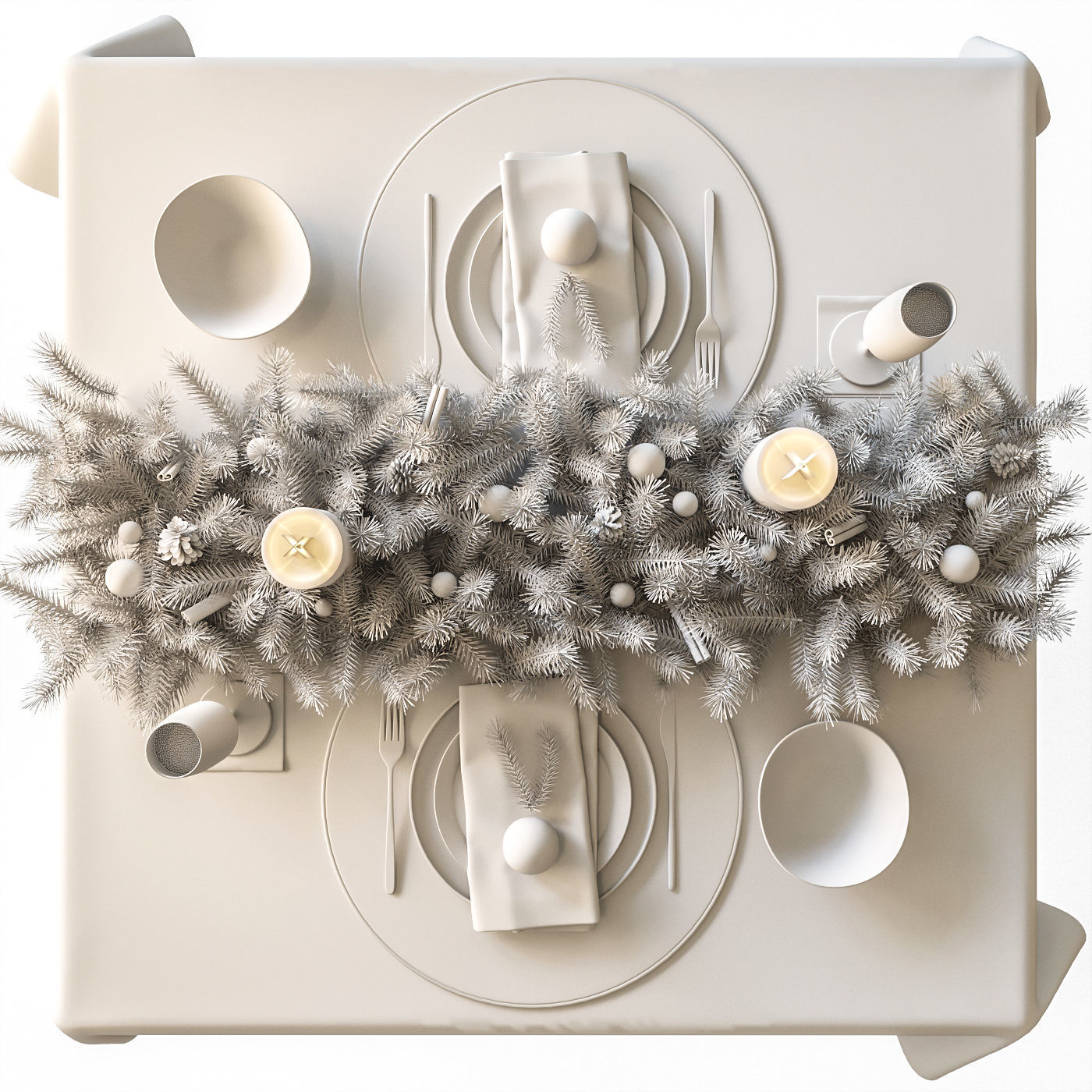 New Years table setting 3D model_5