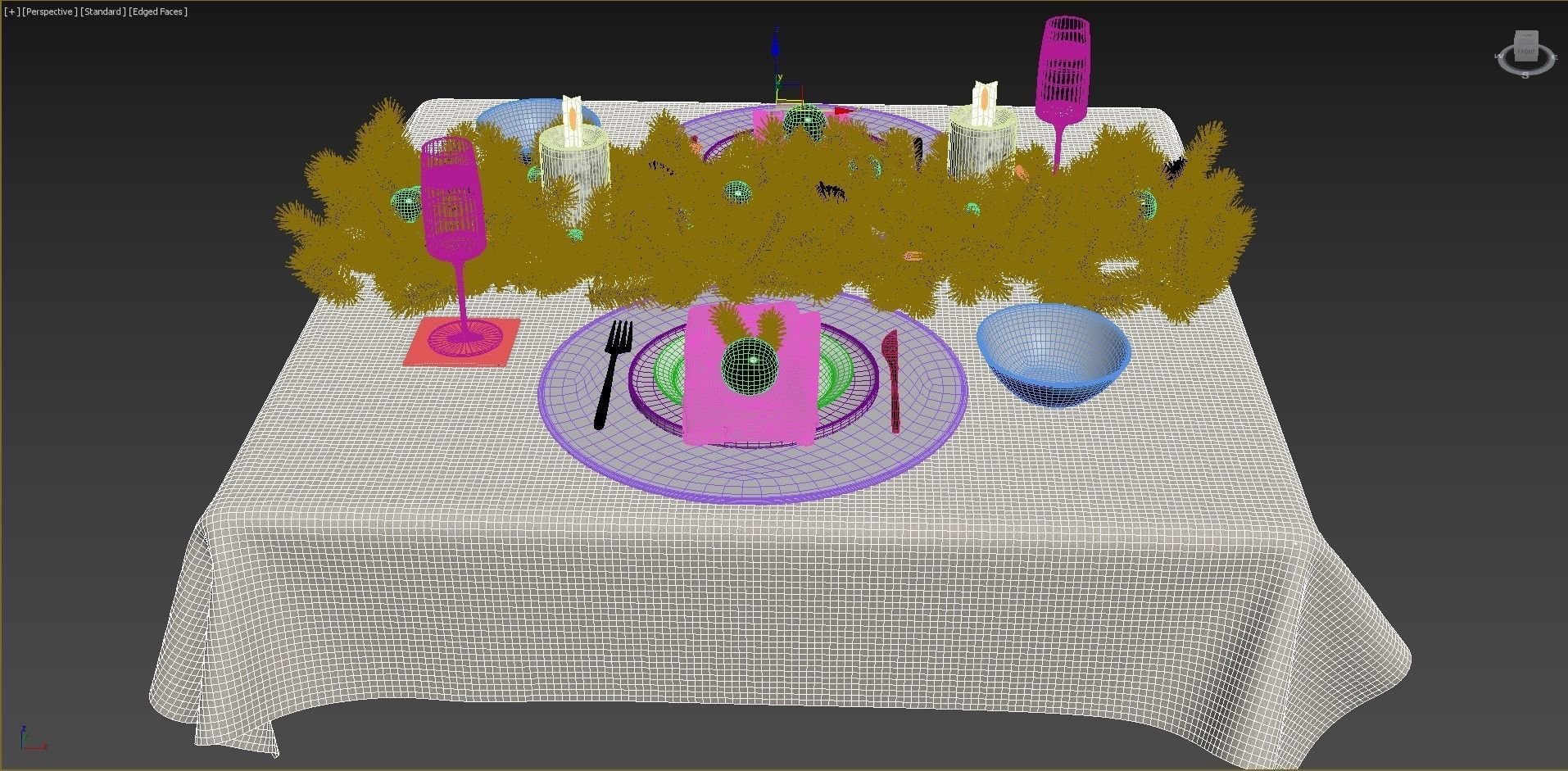 New Years table setting 3D model_9