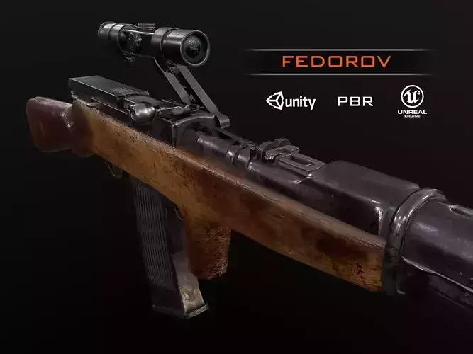 Fedorov machine gun with scope WW2 USSR PBR