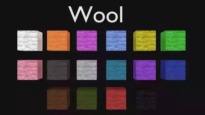 Blender Minecraft Wool Blocks Cycles Only Free 3D model