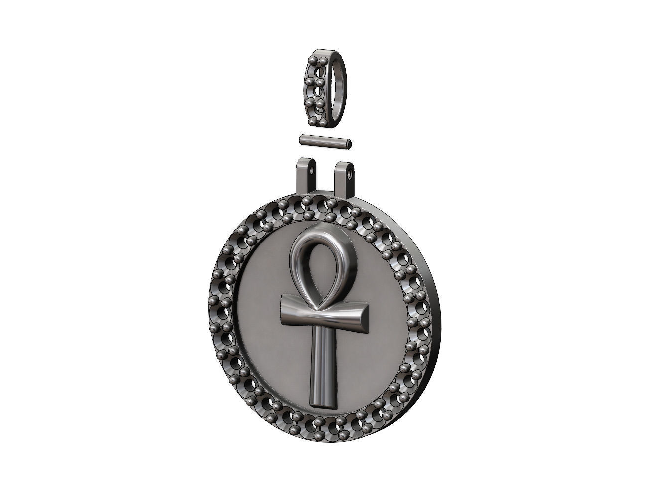  ANKH eternal key of life  diamond pendant with bail 3D print model_9