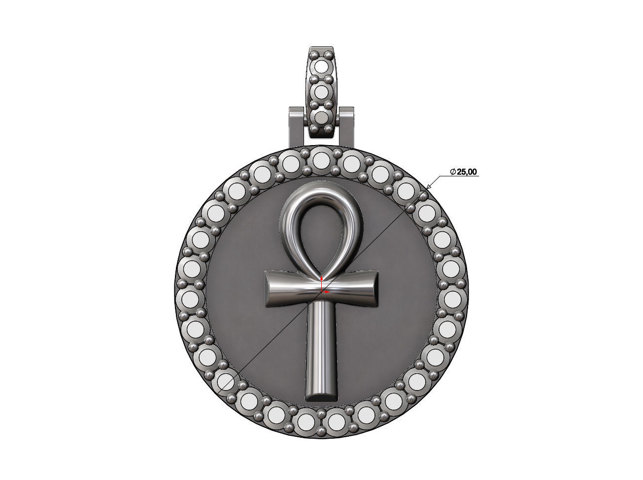  ANKH eternal key of life  diamond pendant with bail 3D print model_4