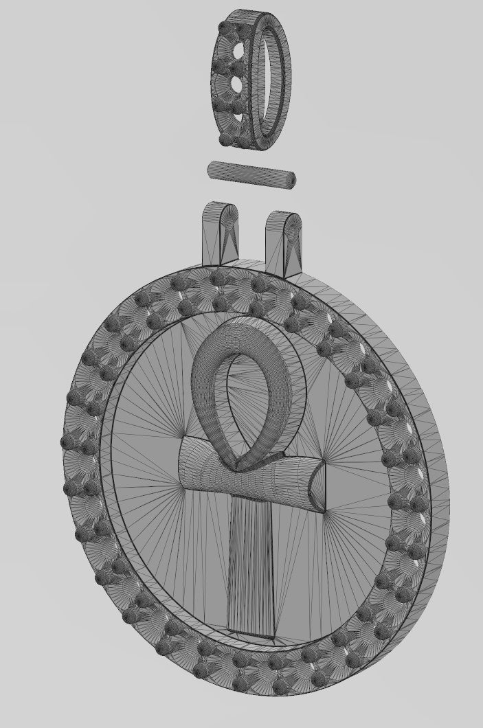  ANKH eternal key of life  diamond pendant with bail 3D print model_13