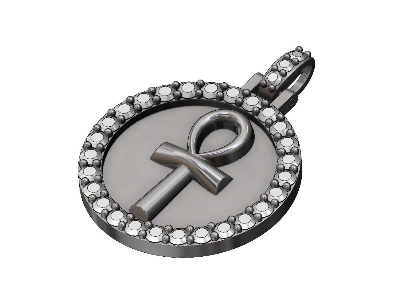  ANKH eternal key of life  diamond pendant with bail 3D print model_2