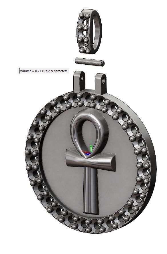  ANKH eternal key of life  diamond pendant with bail 3D print model_12