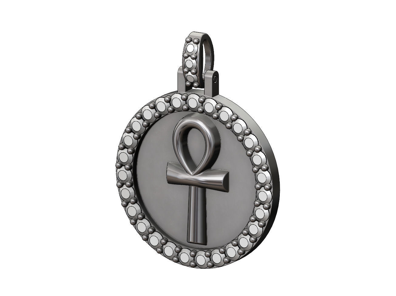  ANKH eternal key of life  diamond pendant with bail 3D print model_1
