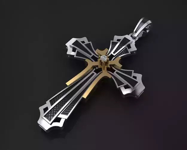Cross 4 silver and gold pendant