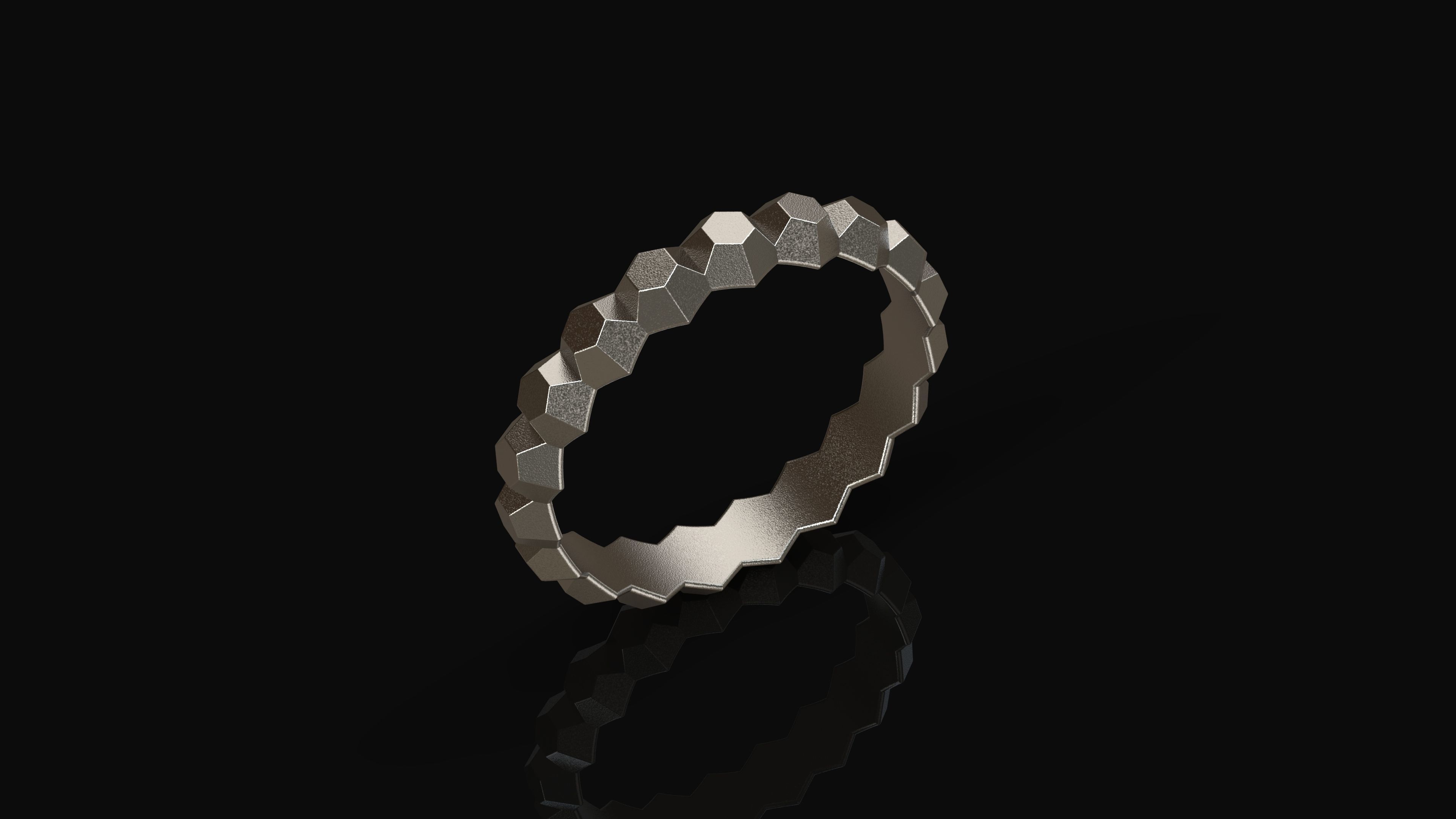 Model 235 Facet Hexagonal Ring 3 US Size 13 Rings 3D print model_3