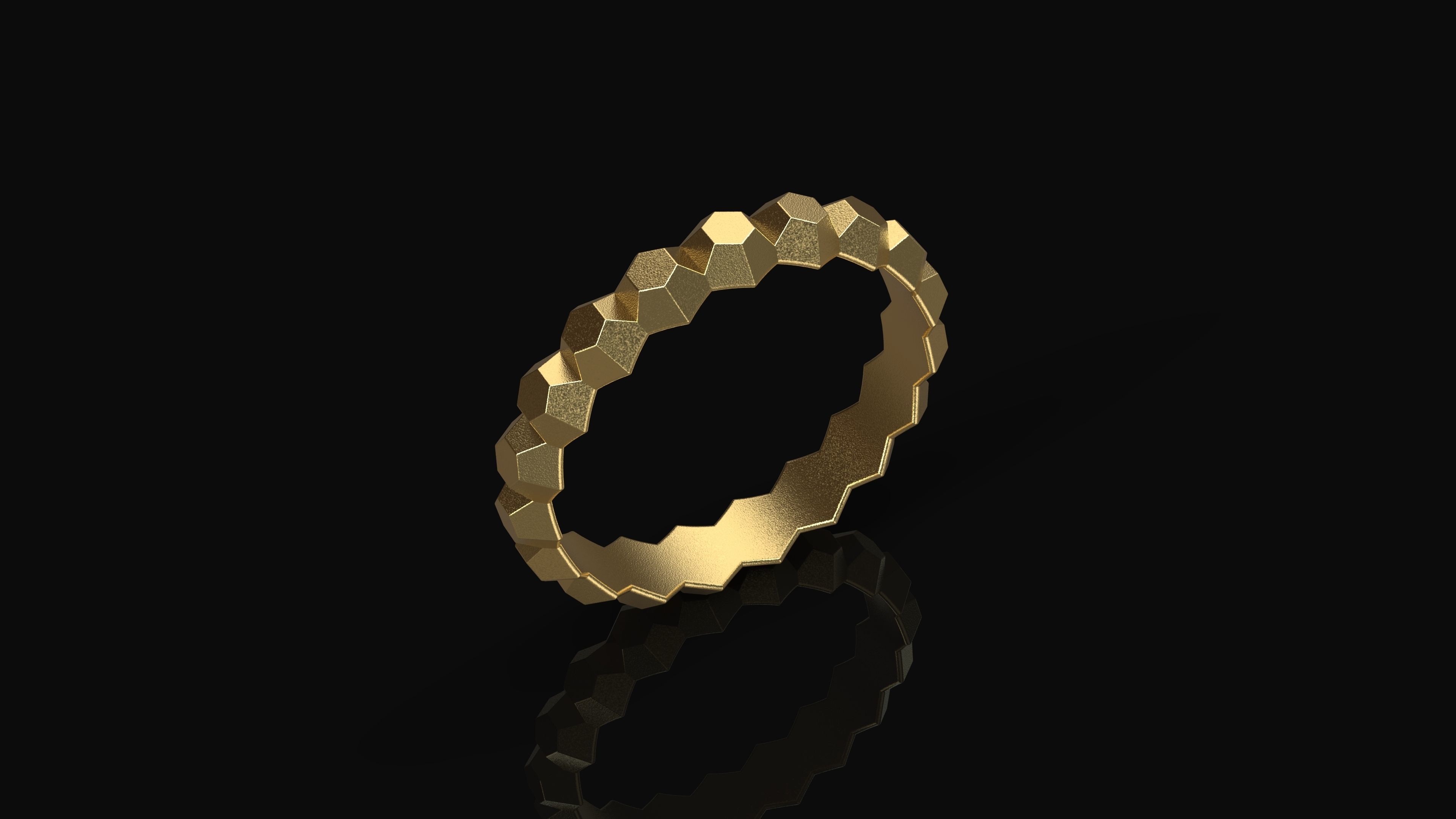 Model 235 Facet Hexagonal Ring 3 US Size 13 Rings 3D print model_1