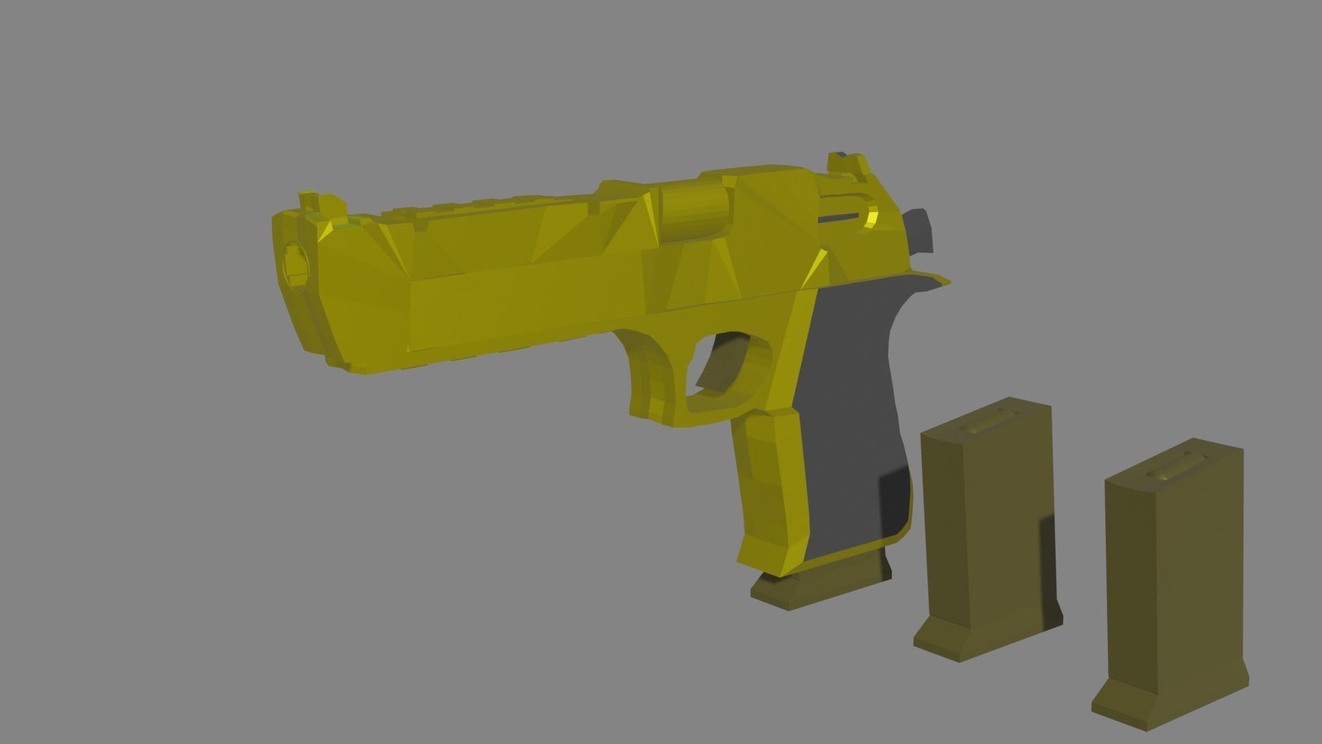Golden Desert Eagle - LOW POLY - Game Engine Ready Low-poly 3D model_2