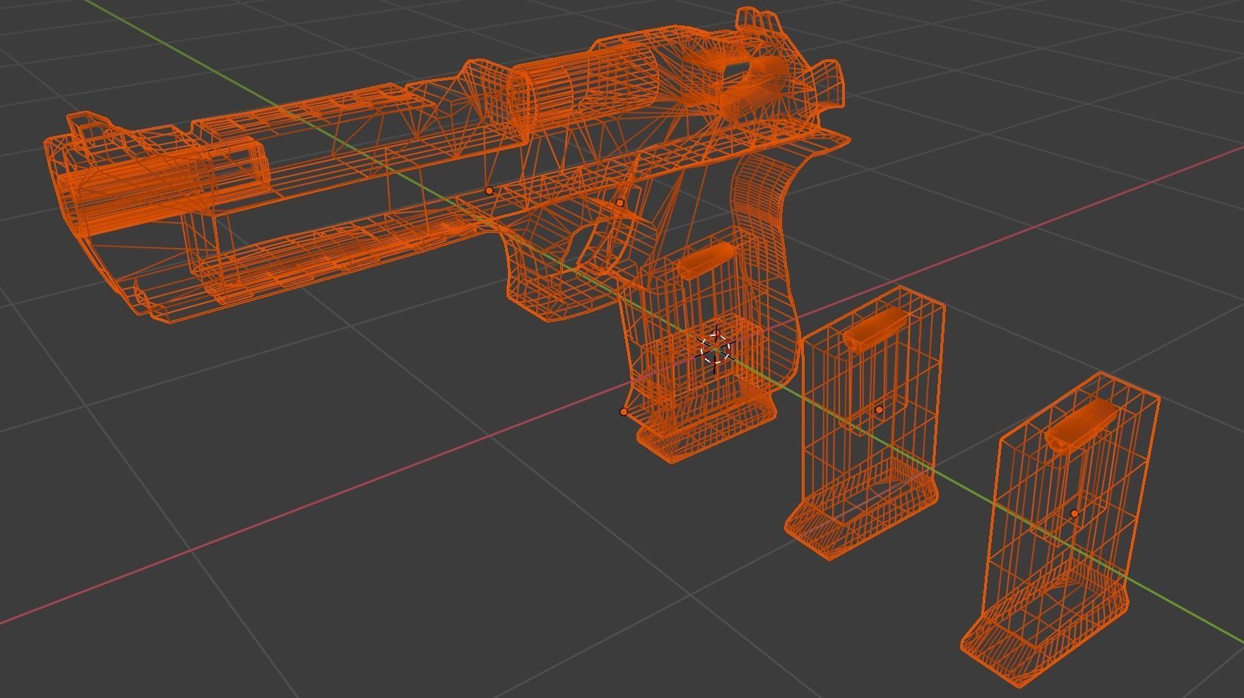 Golden Desert Eagle - LOW POLY - Game Engine Ready Low-poly 3D model_3